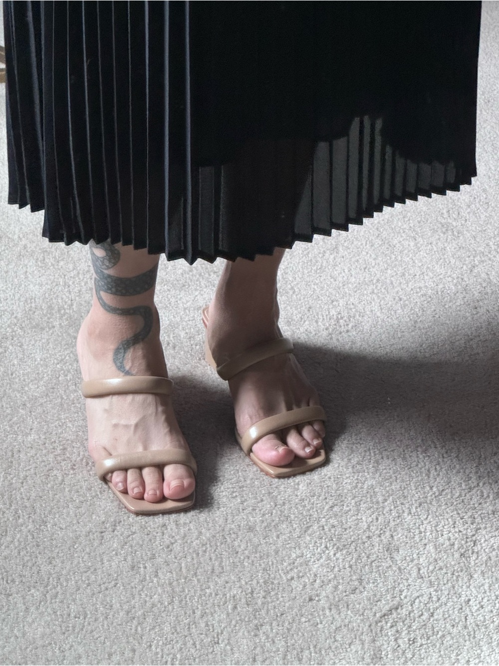 SCHUTZ Nude Beige Double Strap Sandals